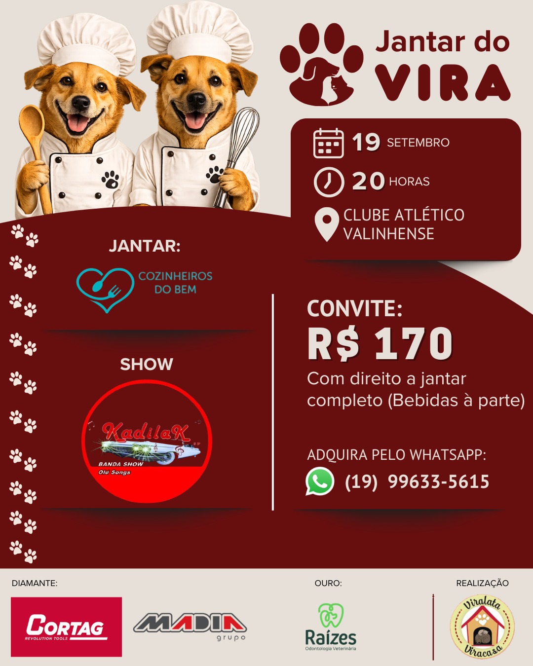 Cartaz oficial do Jantar do Vira com informações de data, convites e atrações